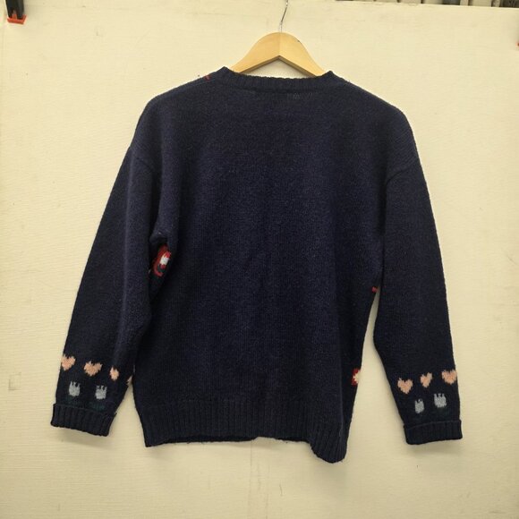 Charter Club By Jame Justin Navy Blue Noah's Ark Wool Blend Cardigan Size Small - Picture 2 of 8